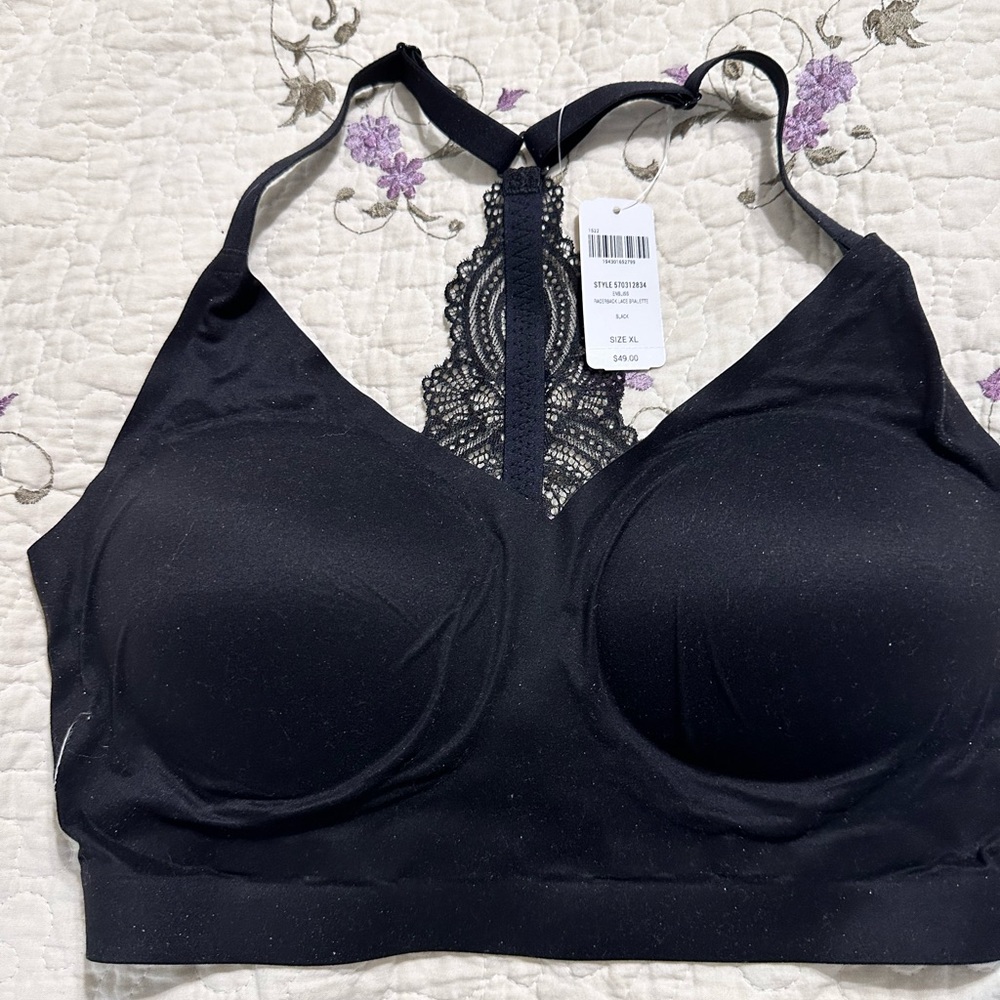 Soma black bralette NWT RACERBACK LACE SZ XL